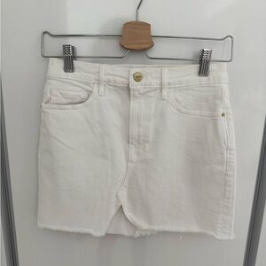 Frame Denim White Jean Mini Skirt